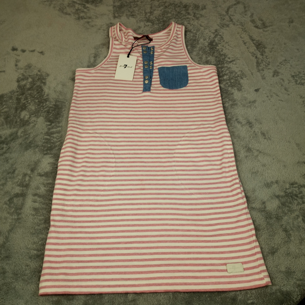 7 For All Mankind Women's Tank Top Shirt triped Pink and Blue Small NWT - Picture 9 of 13